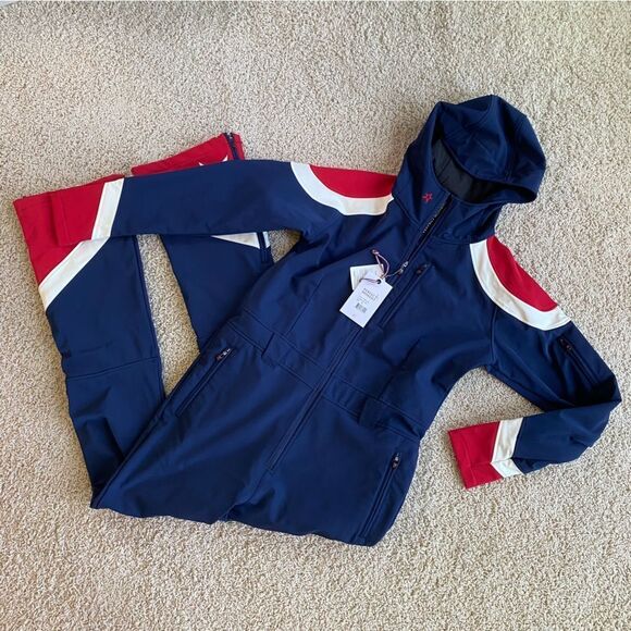 Women’s Perfect Moment Allos Ski Suit Navy Blue Red NWT XL - Picture 1 of 1